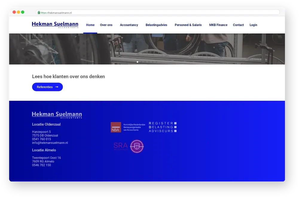 Screenshot van Hekman Suelmann Accountants