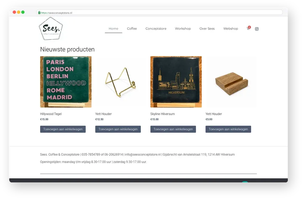 Screenshot van Sees. Conceptstore