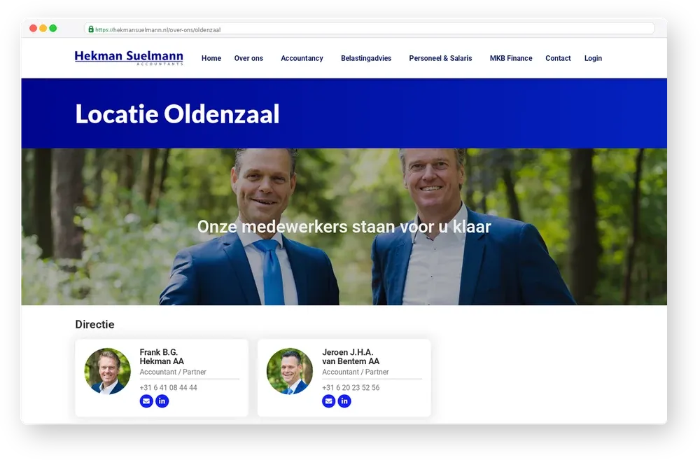 Screenshot van Hekman Suelmann Accountants