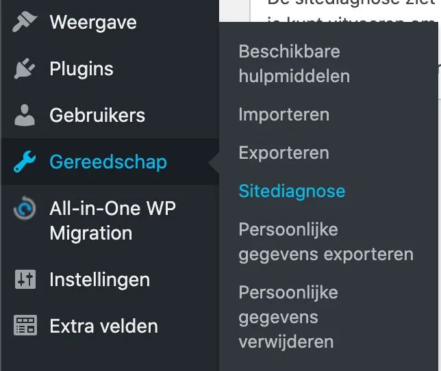 Gereedschap Sitediagnose